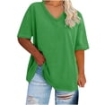 thumbnail image 1 of Generic Women's Plus Size V Neck T Shirts Summer Half Sleeve Tees Casual Loose Fit Cotton Tunic Tops, 1 of 2