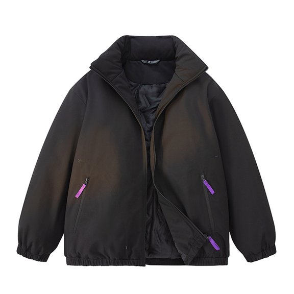 Generic Women's Puffer Jacket Winter Quilted Jacket Zip Up Fleece Down Coat Windproof Winter Warm Thicken Color Block Coat