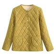 thumbnail image 1 of Generic Women's Quilted Puffer Jacket Trendy Button Down Casual V Neck Warm Padded Down Coats Thick Warm Winter Outerwear, 1 of 2