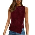 thumbnail image 1 of Generic Women's Sequin Tank Top Mock Neck Sparkle Glitter Ruched Sleeveless Shirts Cap Sleeve Leather Camisole Tops, 1 of 6