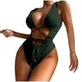 thumbnail image 1 of Generic Women's Sexy One Piece Swimsuits Deep V Neck Criss Cross Bathing Suit Sexy Backless Cut Out Textured Swimwear, 1 of 3