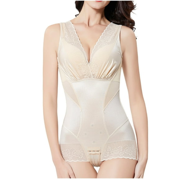 Generic Women's Shapewear Tummy Control Bodysuit Built-in Bra Ultra Firm Lace Corset Sleeveless Body Shaper