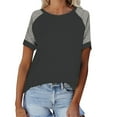 thumbnail image 1 of Generic Women's Short Raglan Sleeve T-Shirts Casual Color Block Crew Neck Tunic Tops, 1 of 7