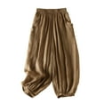 thumbnail image 1 of Generic Women's Solid Color Loose Lazy Fine Ramie Cropped Pants Double Bloomers, 1 of 7