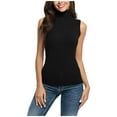 thumbnail image 1 of Generic Women's Spring Sleeveless Turtlenecks Tops Mock Neck Ribbed Solid Pullover Tank, 1 of 6