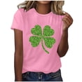thumbnail image 1 of Generic Women's St. Patrick's Day Tee Glitter Shamrock Lucky Clover Short Sleeve Casual Irish Celebration Parade Top, 1 of 4
