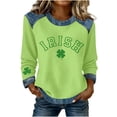 thumbnail image 1 of Generic Women's St. Patrick's Day Tshirt Lucky Clover Print Irish Shirt Splicing Long Sleeve Raglan Tees Baseball Tops, 1 of 4