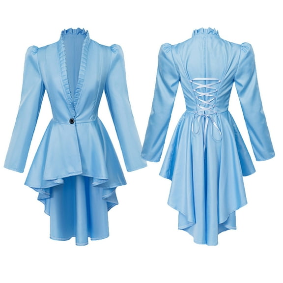 Generic Women's Steampunk Victorian Jacket Coat Medieval Vintage Gothic Tailcoat Long Sleeve Tuxedo Shirt