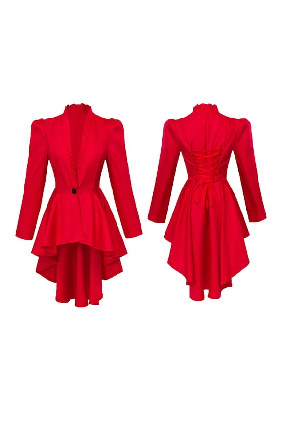 Women's Steampunk Victorian Jacket Coat Medieval Vintage Gothic Tailcoat Long Sleeve Tuxedo Shirt