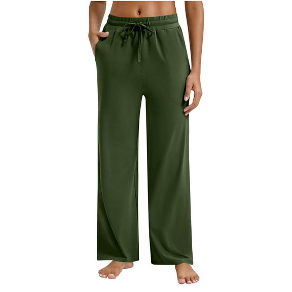 Generic Women's Straight Leg Sweatpants Stretchy High Waisted Loose Straight Leg Pants Jogger Trousers with Pockets