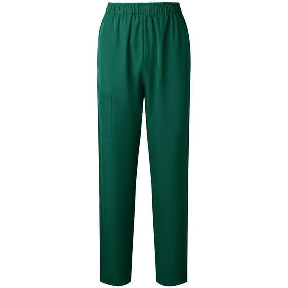 Generic Women's Stretch Scrub Pants Mid Rise Casual Full Elastic Waist Solid Color Straight Leg Long Lounge Trousers Pant