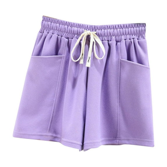 Generic Women's Summer Casual Shorts Elastic High Waisted Short Pants Summer Comfy Lounge Workout Gym Shorts with Pockets