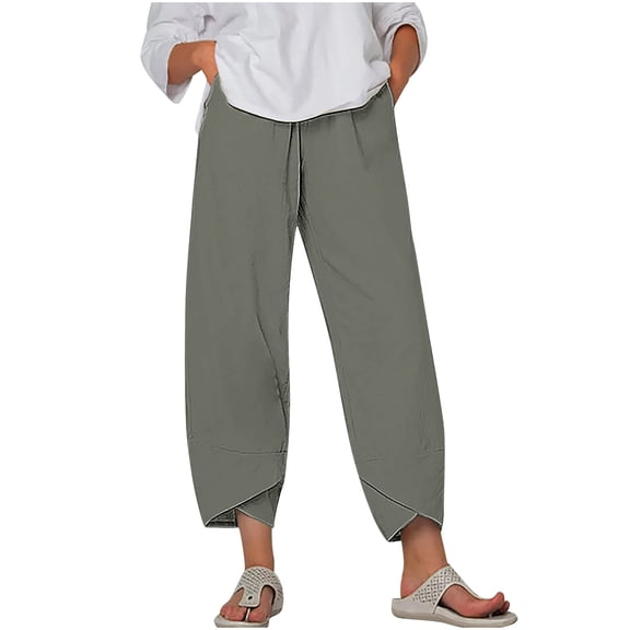 Generic Women's Summer Comfortable Loose Wide Legged Fashion Solid Color Capris