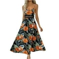 thumbnail image 1 of Generic Women's Summer Dress V Neck Floral Maxi Tropical Long Beach Vacation Side Slit Dress, 1 of 4