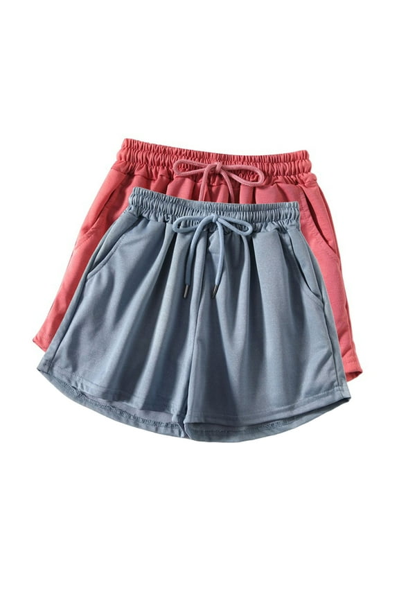 Women's Summer Shorts Cotton Soft Sleep Short Casual Elastic Solid Loose Athletic Lounge Shorts with Pockets