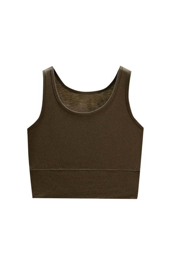 Women's Summer Sports Tank Top Double Lined Sleeveless Basic Crop T Shirts Seamless Training Bra Pullover Tank Tops