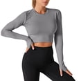 thumbnail image 1 of Generic Women's Sun Protection Shirts Compression Long Sleeve Crop Tops Crew Neck Yoga Gym Athletic Crop T-Shirts, 1 of 3