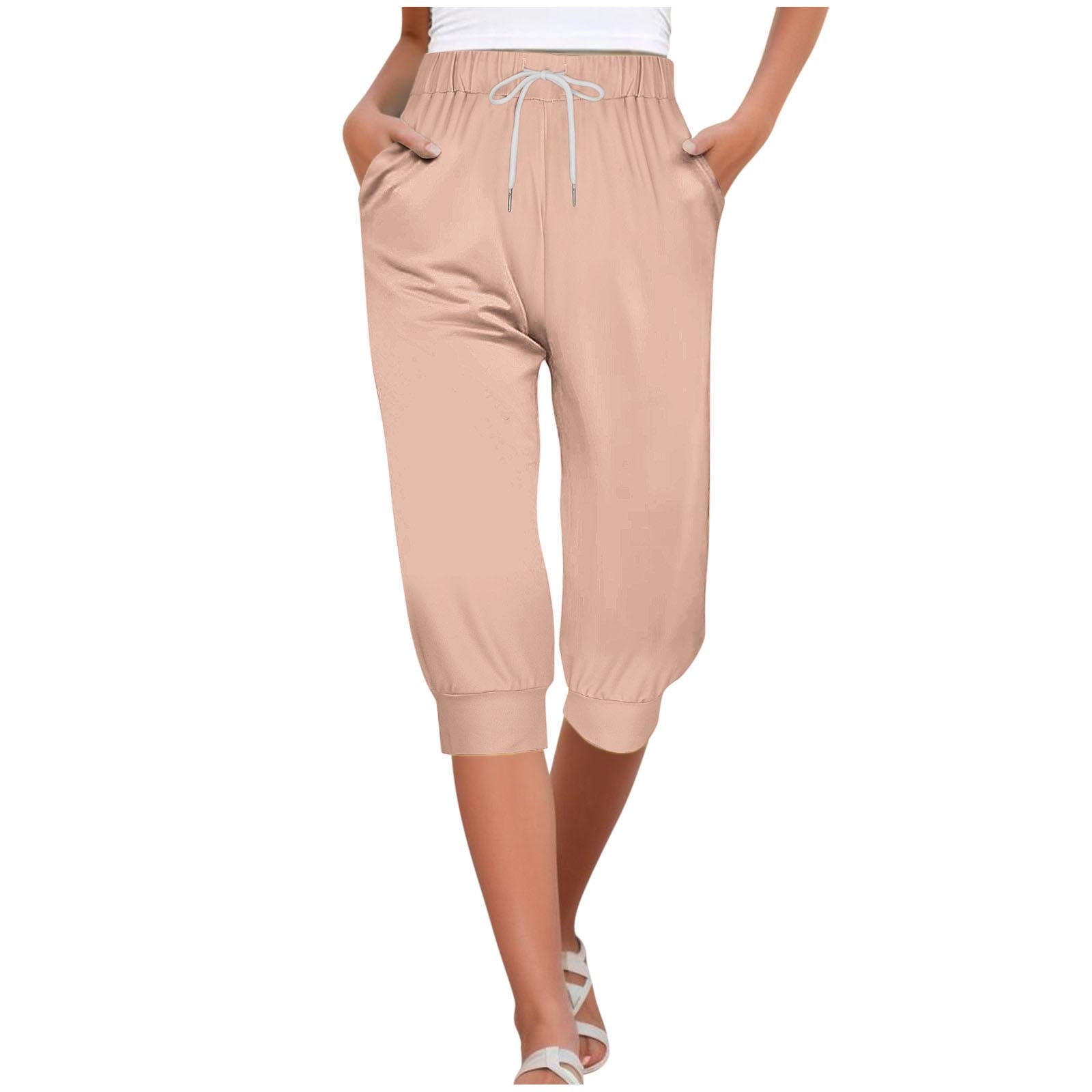 Women's Sweatpants Capri Pants Cropped Jogger Running Pants Lounge Loose Fit Drawstring Waist with Side Pockets