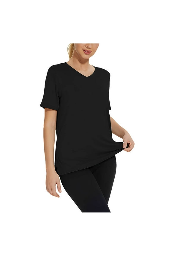 Women's T Shirts V-Neck Short Sleeve UPF 50+ Sun Protection Performance Quick Dry Athletic Shirts Tee Tops