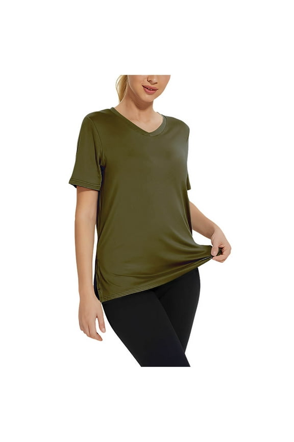 Women's T Shirts V-Neck Short Sleeve UPF 50+ Sun Protection Performance Quick Dry Athletic Shirts Tee Tops
