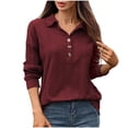 thumbnail image 1 of Generic Women's V-Neck Collared Sweater with Buttons Long Sleeve Ribbed Knit Shirt Fall Winter Lightweight Casual Pullover Tops, 1 of 4