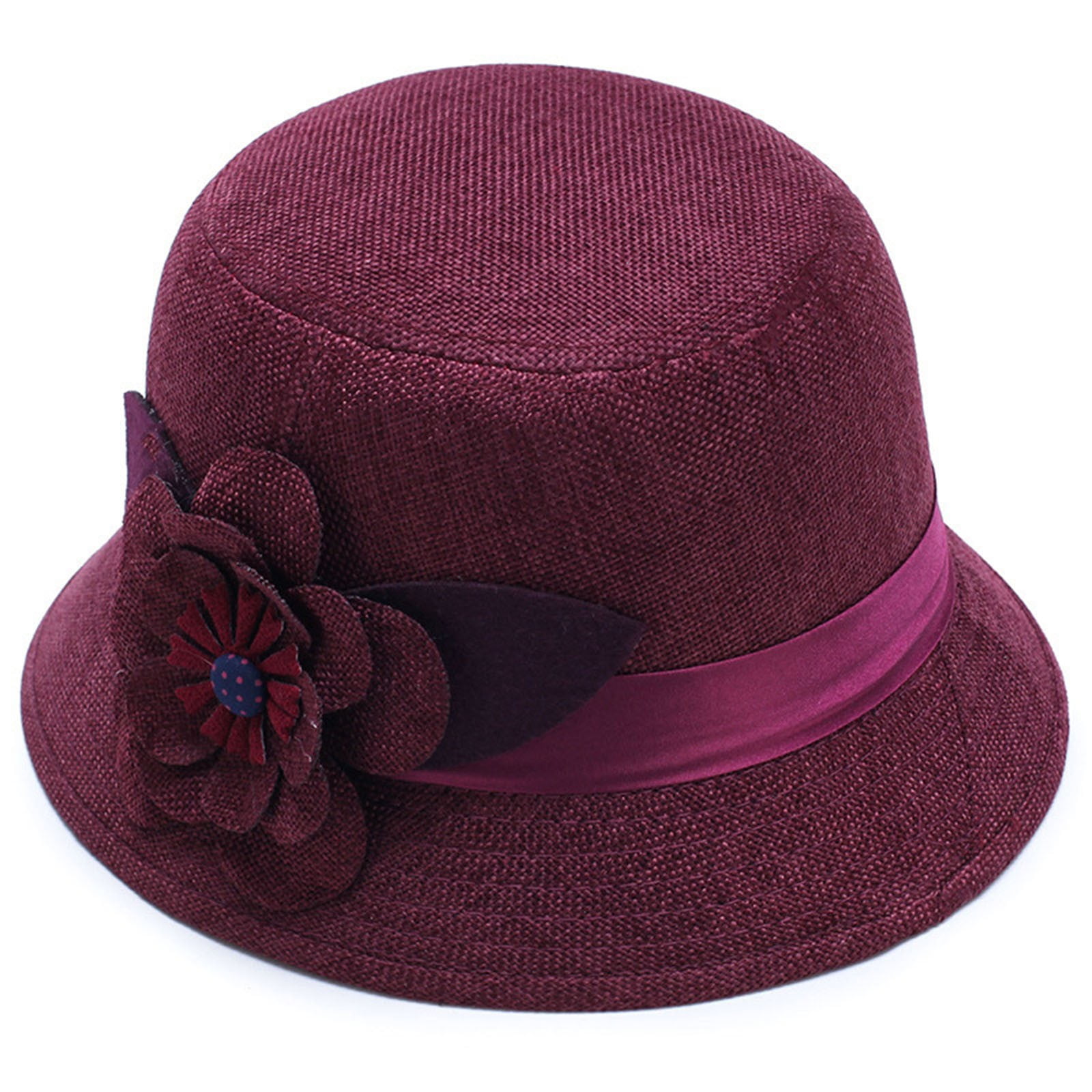 Vintage Linen Cotton Gatsby Hat with Floral Derby Cloche Bucket Vijiv Women main image 2