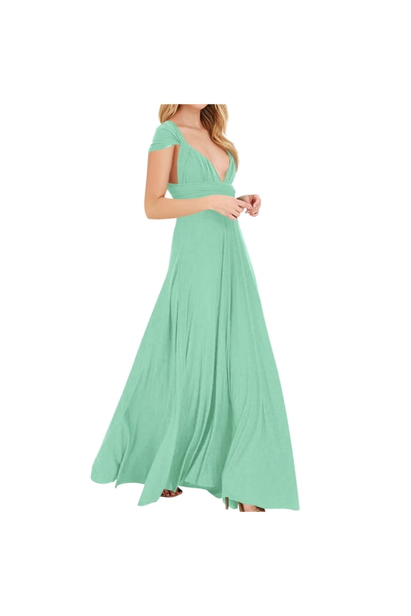 Women's Wedding Guest Dresses Sexy Convertible Multi Way Bandage Backless Empire Cocktail Prom Gown Maxi Dress