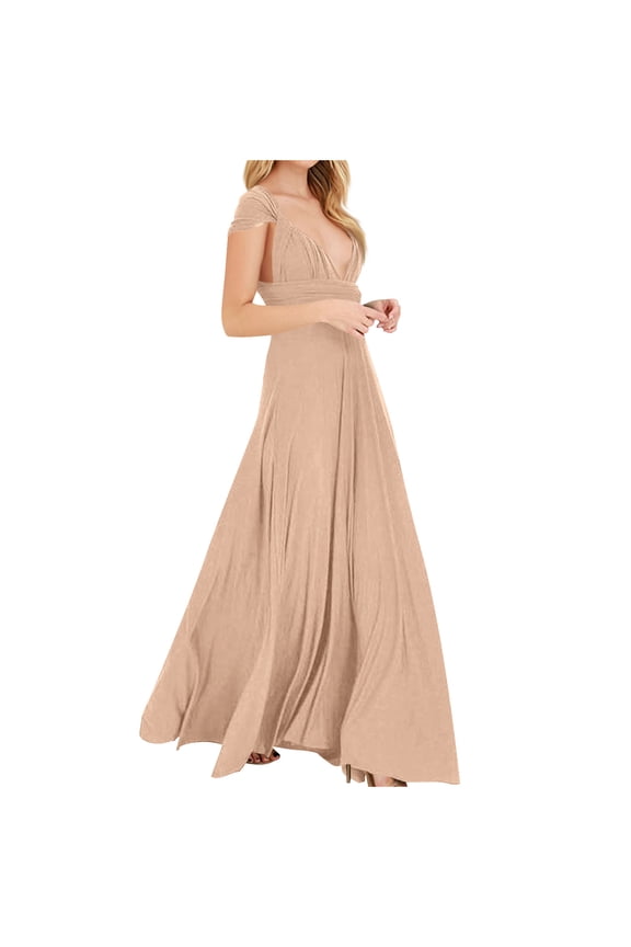 Women's Wedding Guest Dresses Sexy Convertible Multi Way Bandage Backless Empire Cocktail Prom Gown Maxi Dress