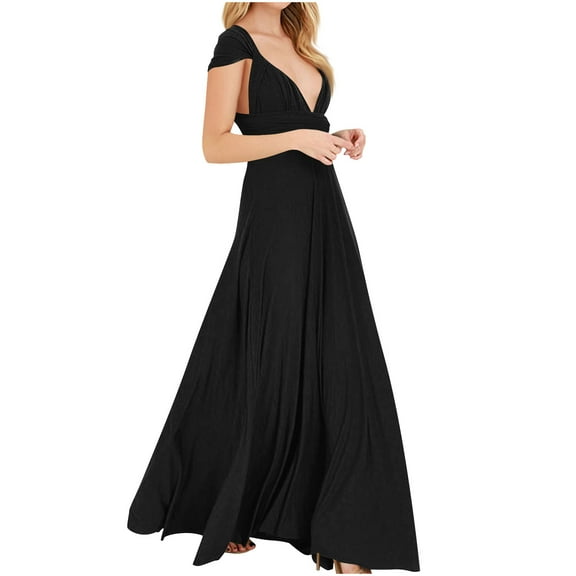 Generic Women's Wedding Guest Dresses Sexy Convertible Multi Way Bandage Backless Empire Cocktail Prom Gown Maxi Dress