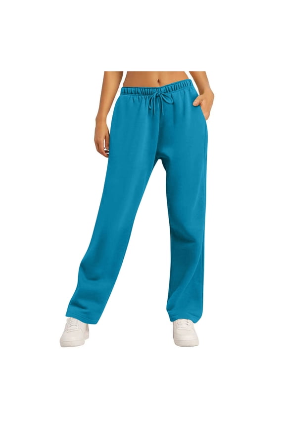 Women's Wide Leg Sweatpants Warm Fleece Lined Baggy Straight Leg Comfy Lounge Pants Fall Outfits Athletic Joggers