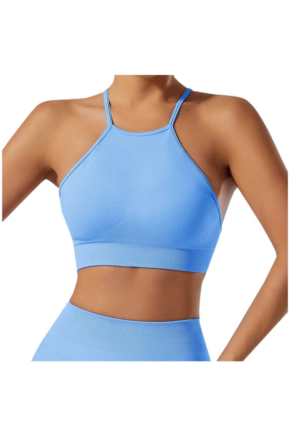 Women's Wireless Sports Bra Spaghetti Straps Comfortable Bralette Supportive Soft High Support Everyday Sleeping Bra