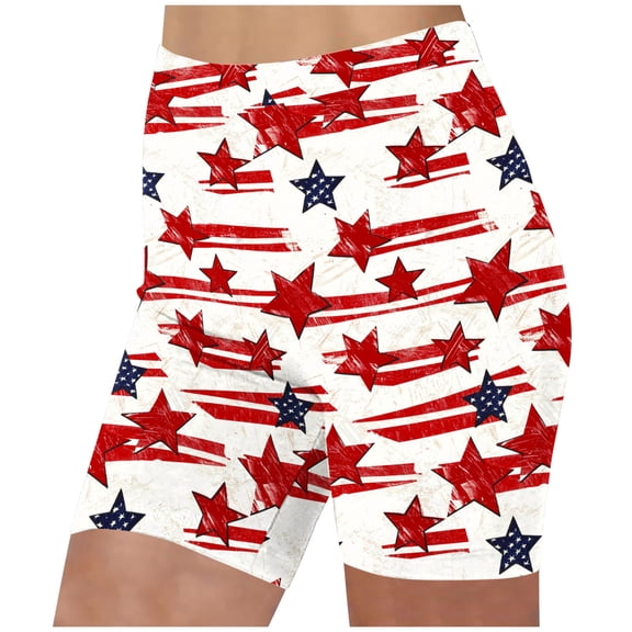 Generic Women's Yoga Short High Waisted USA Flag 4th July Patriotic Shorts Slim Fit Workout Biker Running Sport Short