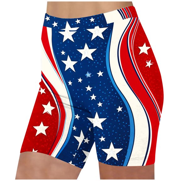 Generic Women's Yoga Short High Waisted USA Flag 4th July Patriotic Shorts Slim Fit Workout Biker Running Sport Short