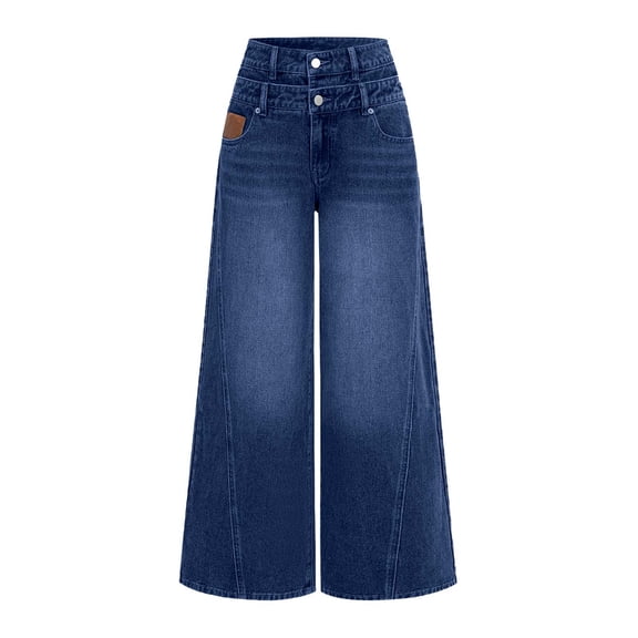 Generic Womens Baggy Cargo Jeans for Women with 6 Pockets Straight Hip Hop Wide Leg Jean Casual Vintage Baggy Pants
