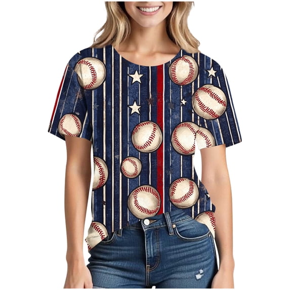 Generic Womens Baseball T Shirts Baseball Mom Shirt Tee Funny Baseball Heart Graphic Casual Baseball Lover Gifts