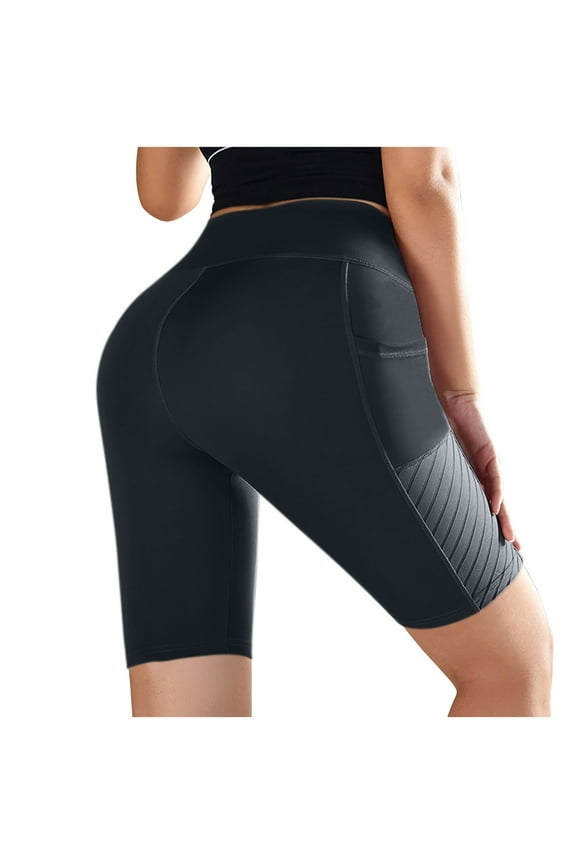 Womens Biker Shorts Tummy Control High Waisted Yoga Short Running Workout Spandex Compression Shorts with Pockets