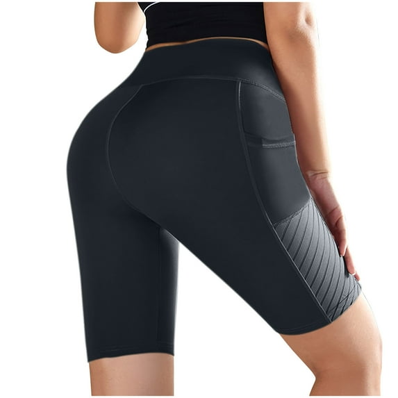 Generic Womens Biker Shorts Tummy Control High Waisted Yoga Short Running Workout Spandex Compression Shorts with Pockets