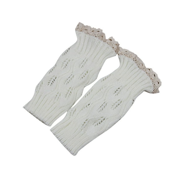 Generic Womens Boot Socks-Winter Short Ankle Leg Warmers Lace Crochet Knitted Boot Cuffs for Knee High Thick Boots Topper Socks
