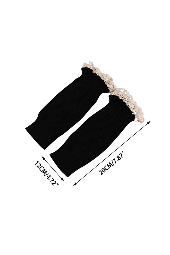 Womens Boot Socks-Winter Short Ankle Leg Warmers Lace Crochet Knitted Boot Cuffs for Knee High Thick Boots Topper Socks