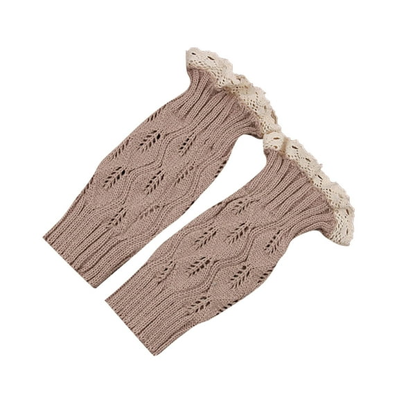 Generic Womens Boot Socks-Winter Short Ankle Leg Warmers Lace Crochet Knitted Boot Cuffs for Knee High Thick Boots Topper Socks