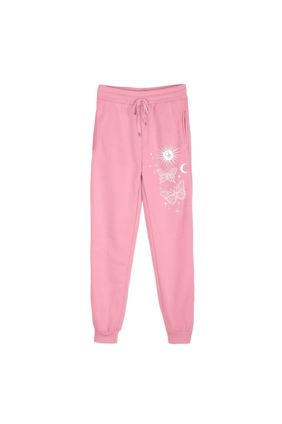Womens Butterfly Graphic Sweatpants High Waisted Drawstring Joggers Athletic Comfort Lounge Pants with Pockets