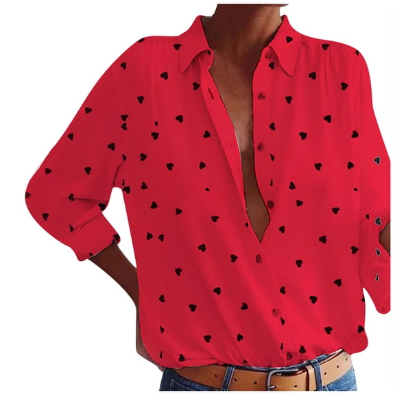 Generic Womens Button Down Shirts Long Sleeve Dress Shirts Casual V Neck Collared Tops Work Office Blouse