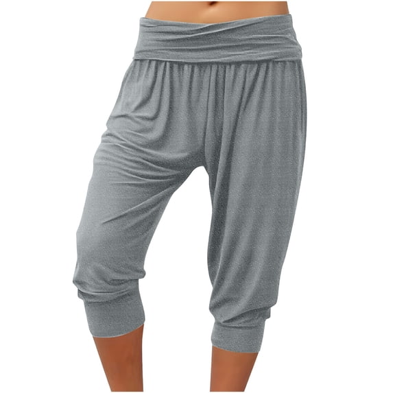 Generic Womens Capri Pants Ruched Waist Harem Capris Loose Summer Yoga Fitness Sweatpants Stretchy Workout Cropped Joggers