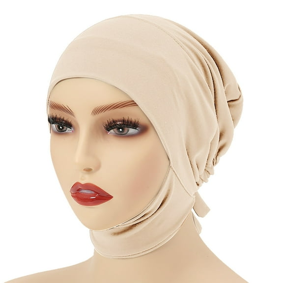 Generic Womens Casual Solid Head Hat Cap Hair Cover Wrap Headwear Turban Cap Women Muslim Instant Hijab Ready Pre sewn Jersey Turban