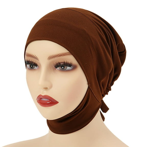 Generic Womens Casual Solid Head Hat Cap Hair Cover Wrap Headwear Turban Cap Women Muslim Instant Hijab Ready Pre sewn Jersey Turban