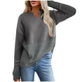 thumbnail image 1 of Generic Womens Casual V Neck Waffle Knit Pullover Tops Long Sleeve T Shirts Loose Trendy Blouses, 1 of 5