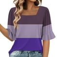 thumbnail image 1 of Generic Womens Color Block Shirts Summer Square Neck Puff Sleeves Top Fashion Beach Vacation Dressy Tunic Tops, 1 of 5