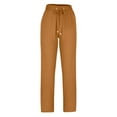 thumbnail image 1 of Generic Womens Cotton Linen Pants Casual Straight Fit Elastic Waisted Drawsting Trousers with Pockets, 1 of 6