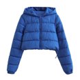 thumbnail image 1 of Generic Womens Cropped Puffer Jacket Winter Long Sleeve Zip Up Quilted Padded Short Coat, 1 of 3