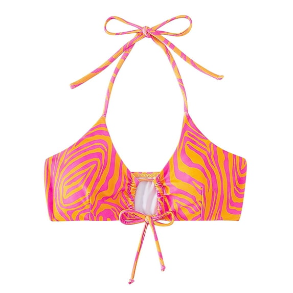 Generic Womens Cute Bikini Top Bathing Suit Self Tie Spaghetti Straps String Bikini Tops Sexy Swimsuit Tops for Beach Pool